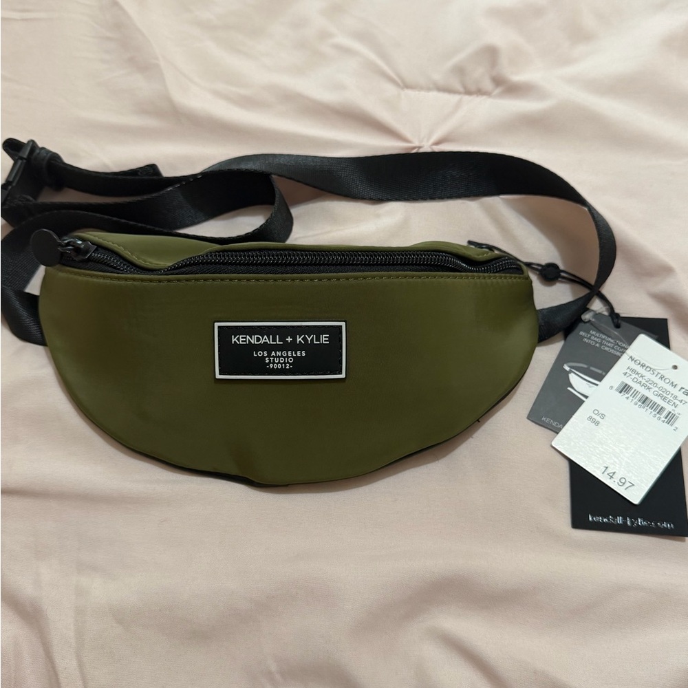 Kendall & Kylie Olive Green Belt Bag with Black Strap